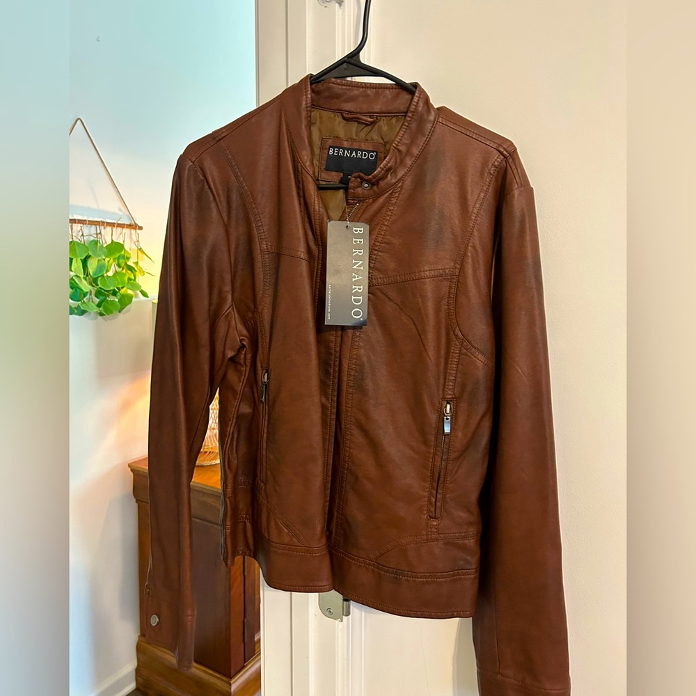 Bernardo Mahogany Faux Leather Jacket